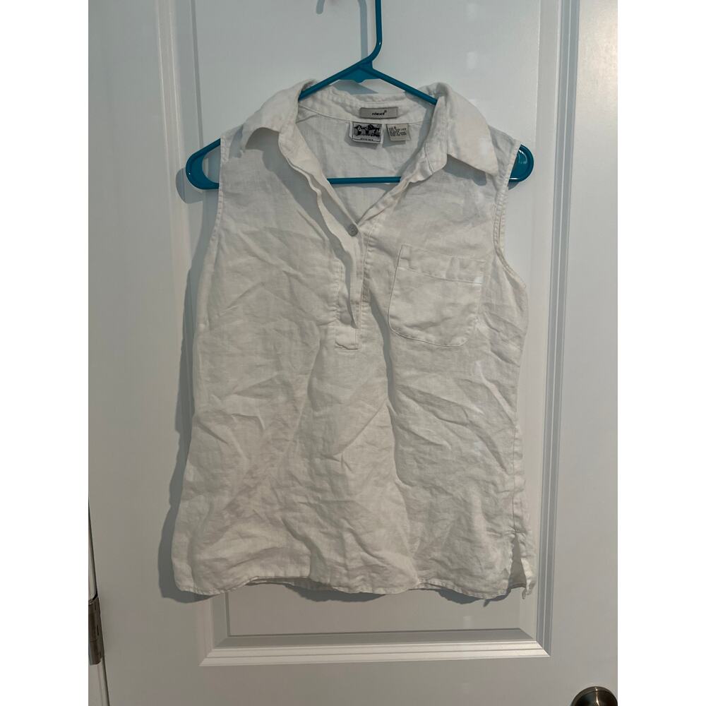 Edward 100% Irish Linen Tank Blouse – Size Small – White
